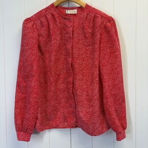Vintage TR Bentley Polka Dot Secretary Blouse Women Size M Office Classic Chic